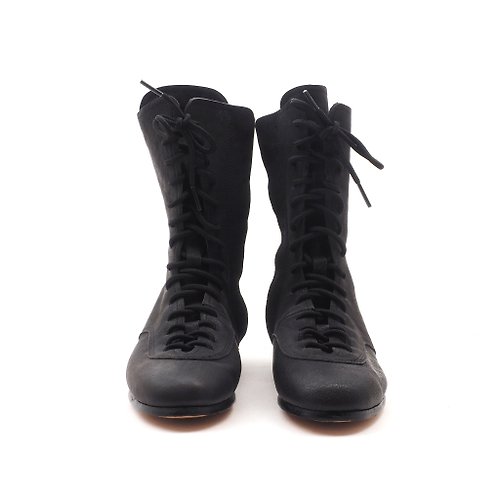 crazy_lite_enrich race up long boots (black)/カンガルー革ほか/革靴/b01103