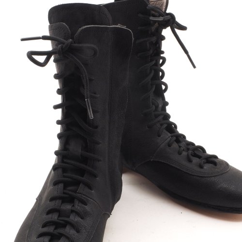 race up long boots (black)/カンガルー革ほか/革靴/b01103 - ショップ