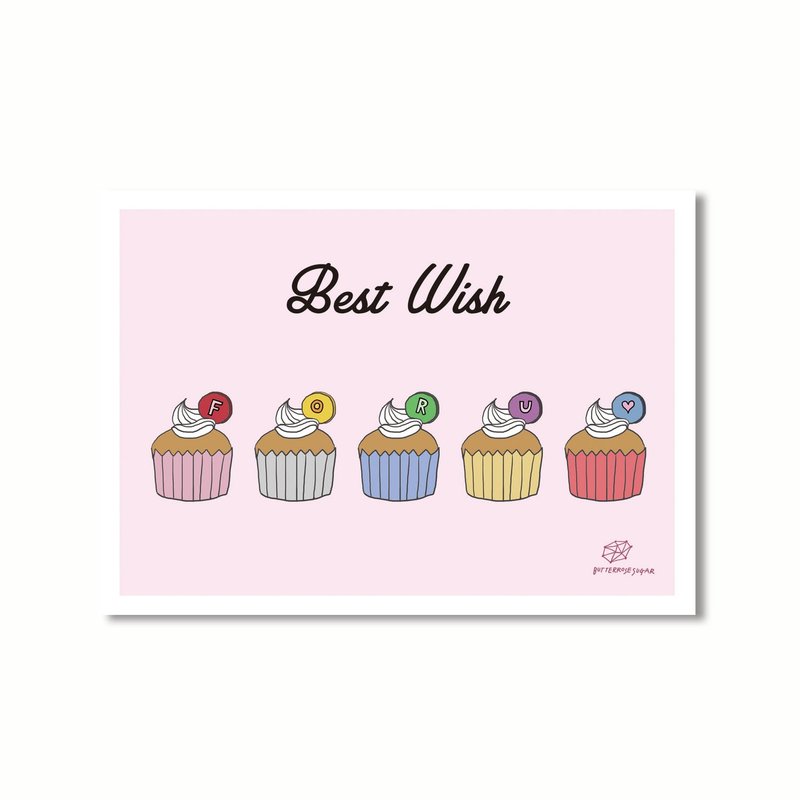 明信片 // Best Wish // - 卡片/明信片 - 紙 粉紅色