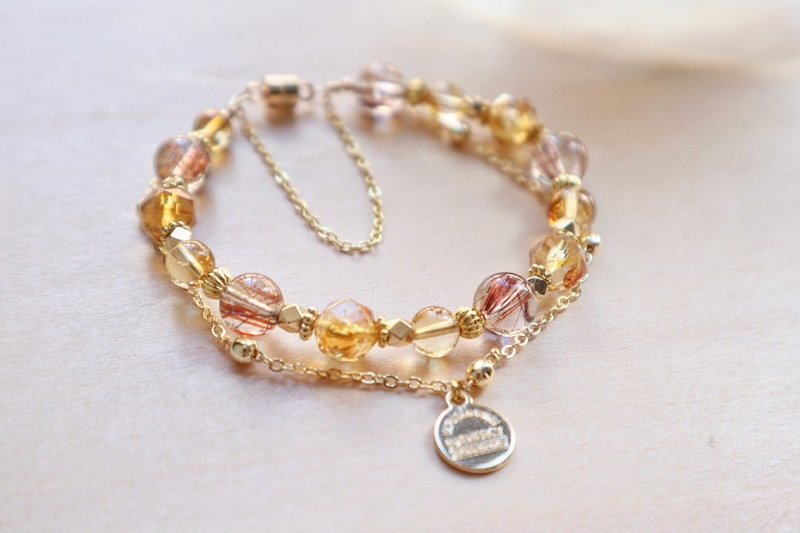 [Gold Luck] Citrine| Bronze Hair Crystal|Increase wealth luck|Increase self-confidence|Increase vitality - Bracelets - Crystal Yellow