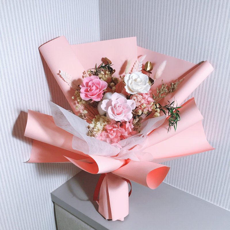 永生玫瑰花束。情人節花束。生日花束。玫瑰花。求婚花束。花禮 - 乾燥花/永生花 - 植物．花 
