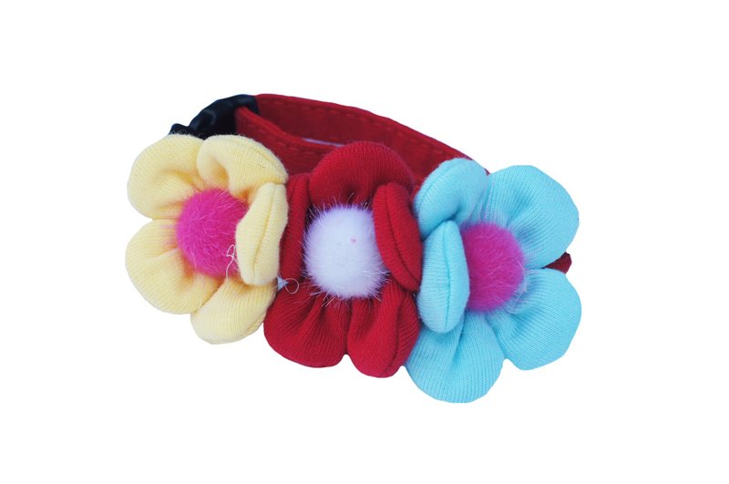 Pet shape collar Begonia blossoming series cats and dogs warm red - ปลอกคอ - ผ้าฝ้าย/ผ้าลินิน 