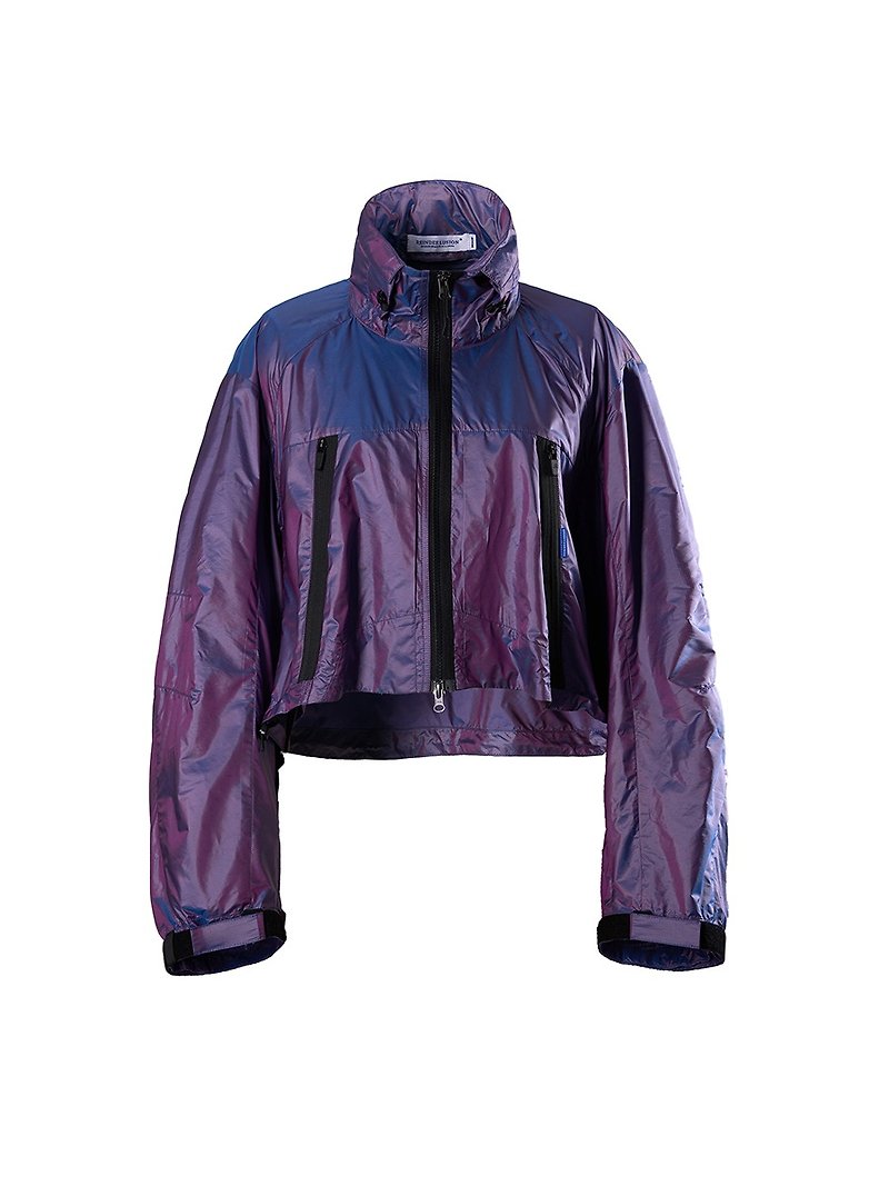 Pioneer silhouette stand collar loose short UPF50 women's skin coat thin jacket - เสื้อแจ็คเก็ต - วัสดุอื่นๆ สีม่วง