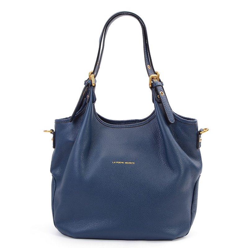 La Poche Secrete : Fashion Girl's Shoulder Bag_Cow Leather_Side Back_Jazz Blue - Messenger Bags & Sling Bags - Genuine Leather Black