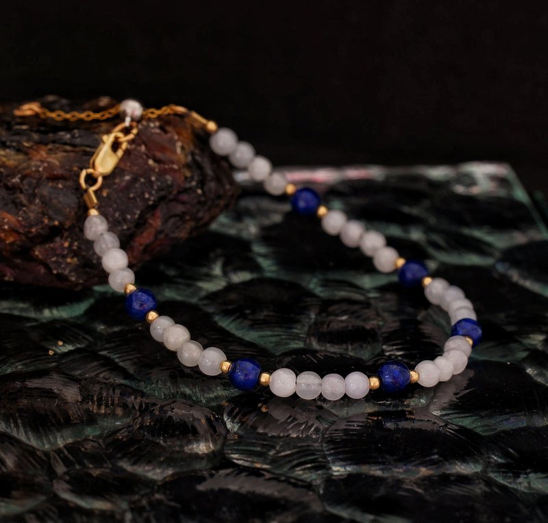 1/20 14K GF Jade Lapis Bracelet with Japan Memory Wire - สร้อยข้อมือ - หยก 