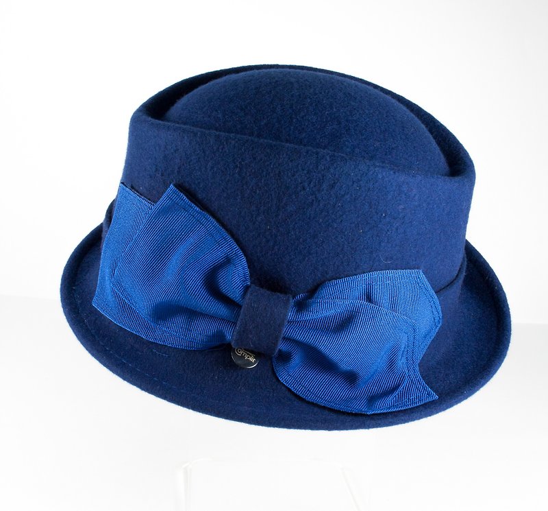 ITA BOTTEGA【Made in Italy】純羊毛平底帽 - 帽子 - 羊毛 藍色