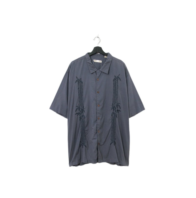 Back to Green-夏威夷襯衫 竹葉相間 鐵灰 ht-22/vintage shirts - 男襯衫/休閒襯衫 - 棉．麻 