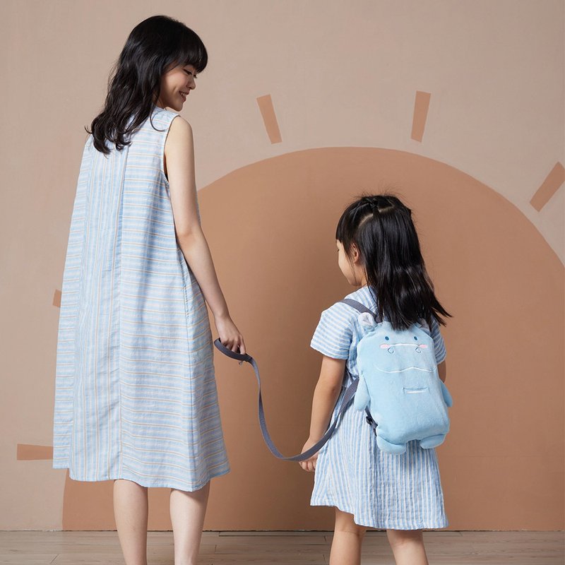 Hippo Shaped Children's Backpack Universal Quilt (with Anti-lost Leash) - Spring Blue - ผ้าห่ม - ผ้าฝ้าย/ผ้าลินิน สีน้ำเงิน