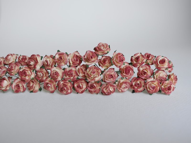 Paper Flowers, DIY100 pieces mulberry rose size 1.5 cm.dark brown brush color - 其他 - 紙 咖啡色