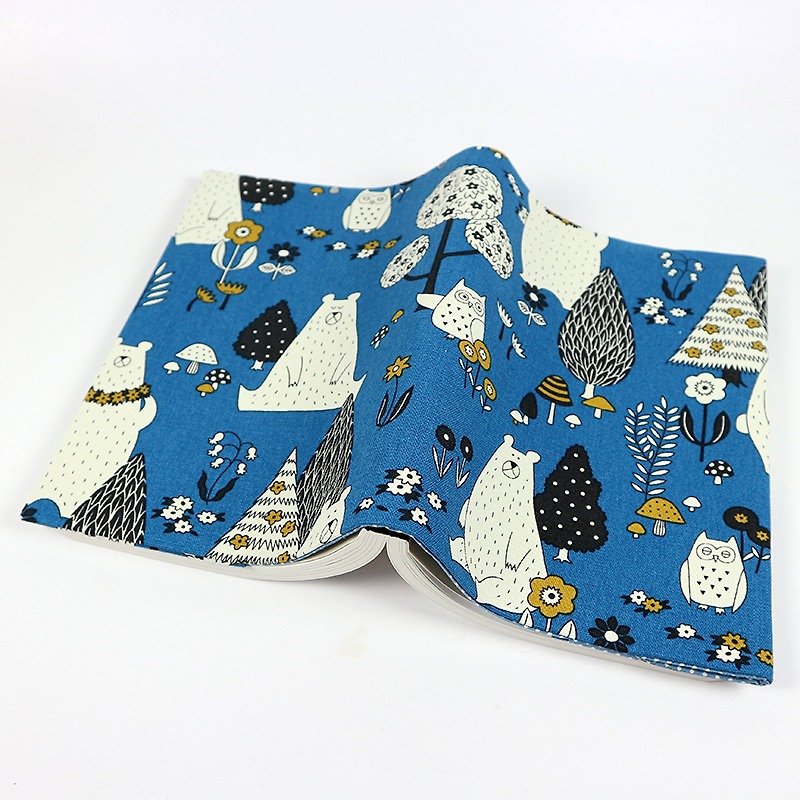 Mom's manual cloth book cloth cloth clothing - Forest Bear (blue) - สมุดบันทึก/สมุดปฏิทิน - ผ้าฝ้าย/ผ้าลินิน สีน้ำเงิน