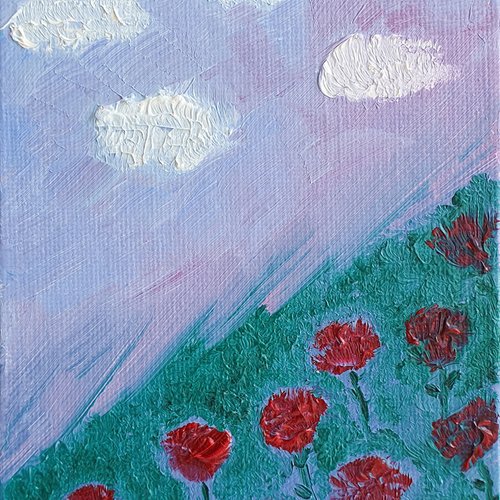 marina-fisher-art Poppy Painting Italy Garden Flowers Original Art Wildflowers Poppies Wall Art