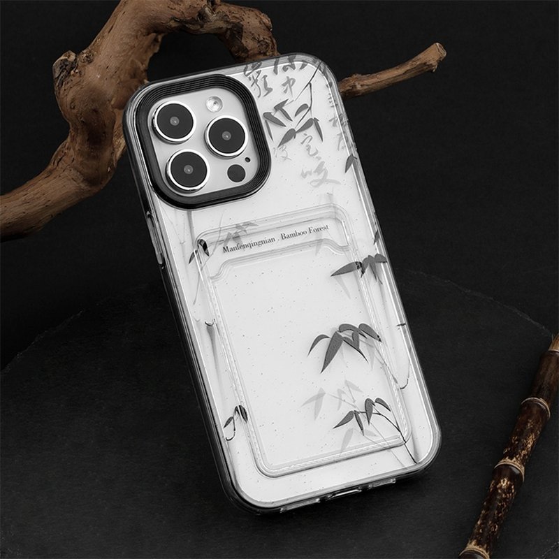 Black Bamboo Card Holder iPhone Case - เคส/ซองมือถือ - วัสดุอื่นๆ 