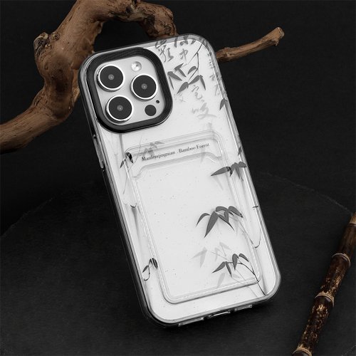 滿分青年 黑色竹林 插卡套 iPhone 手機殼