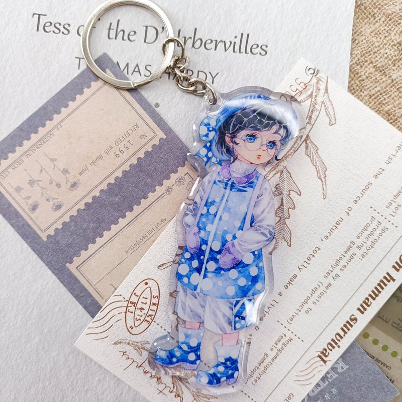 GL1268靛青藍寶1The little girl in blue dots 1/晶透吊飾 - 鑰匙圈/鑰匙包 - 塑膠 多色