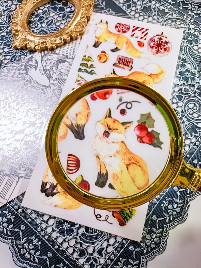 KR524聖誕紅狐_Christmas red fox A - 貼紙 - 塑膠 