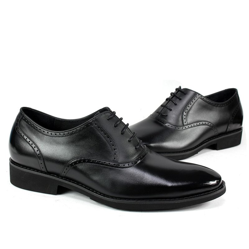 sixlips Metropolis Lightweight Carved Oxford Shoes Black - รองเท้าอ็อกฟอร์ดผู้ชาย - หนังแท้ สีดำ
