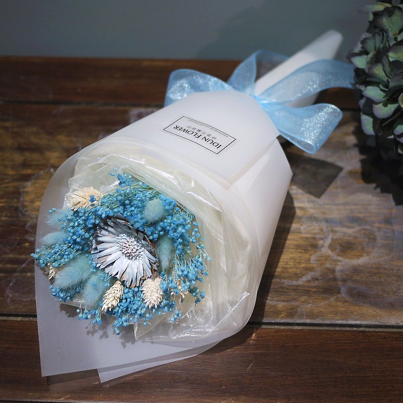 Flowers & Gifts Collection - Blue Sun does not wither Lagurus dried baby's breath bouquet Valentine's Day / birthday - ตกแต่งต้นไม้ - พืช/ดอกไม้ สีน้ำเงิน