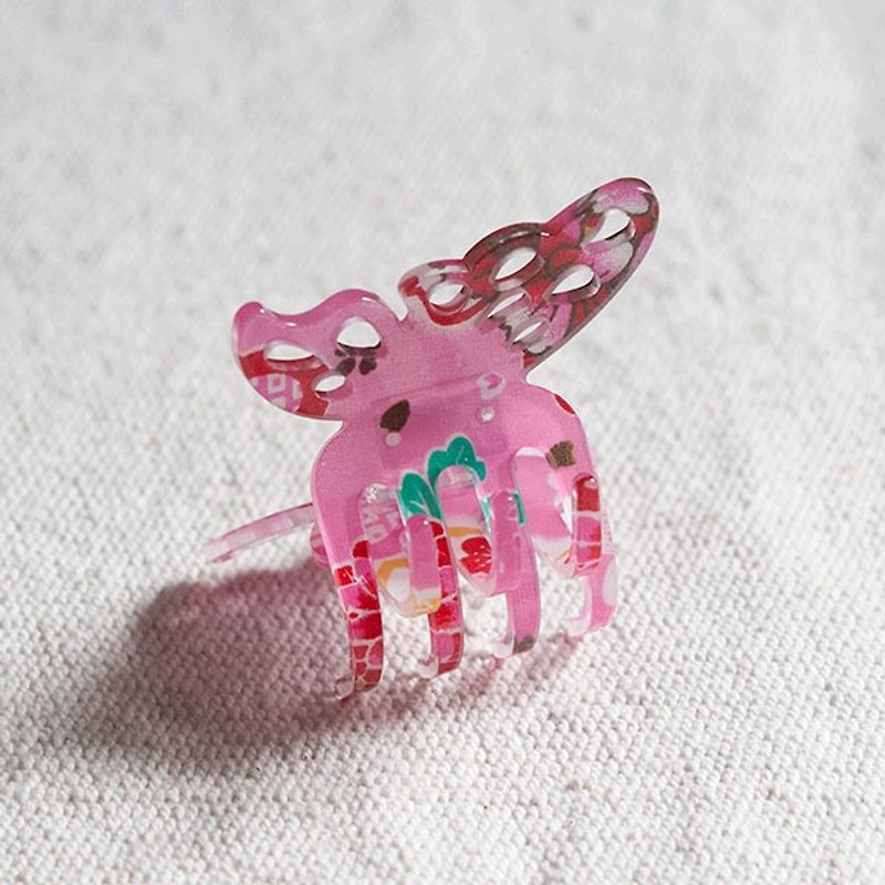 butterfly hair claw-pink - Hair Accessories - Acrylic Pink