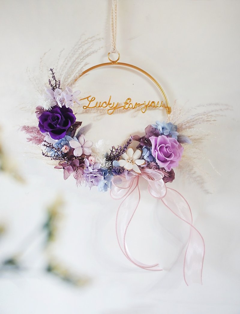 [Not withering metal wreath] Wedding/Valentine's Day/Mother's Day/Girlfriends/Dry Flowers/Eternal Flowers/Wall Hanging - Dried Flowers & Bouquets - Plants & Flowers Purple