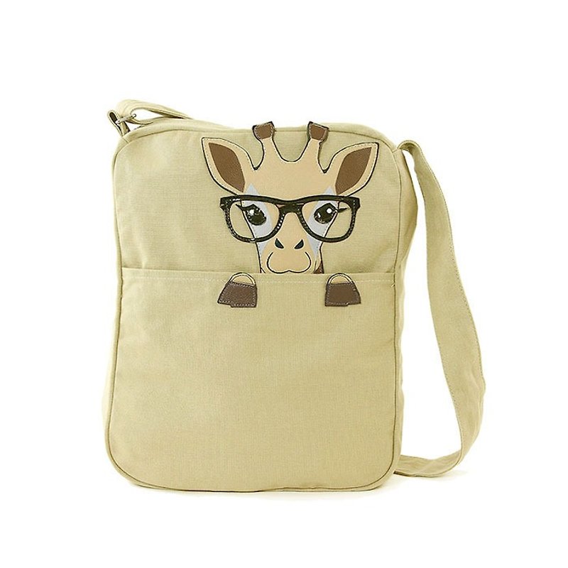 Sleepyville Critters - giraffe Messenger Bag in Canvas Material - Messenger Bags & Sling Bags - Cotton & Hemp Khaki