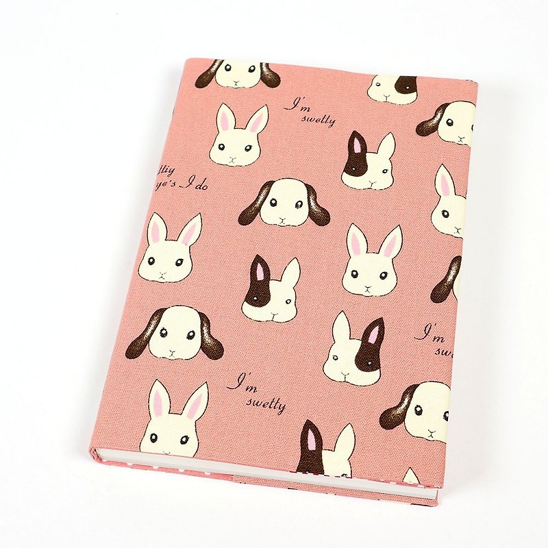 A5 Adjustable Mother's Handbook Cloth Book Cover - Sweetheart Rabbit (Pink) - สมุดบันทึก/สมุดปฏิทิน - ผ้าฝ้าย/ผ้าลินิน สึชมพู