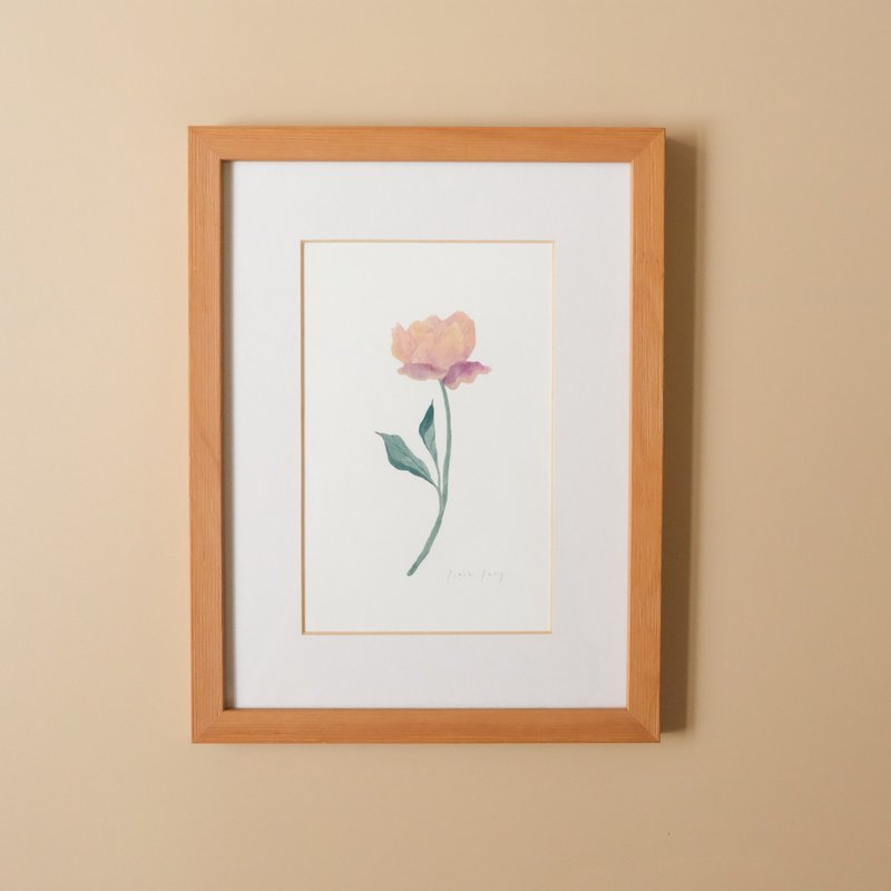 Botanical illustration-peony flower/hanging picture/solid wood table frame - Posters - Paper 