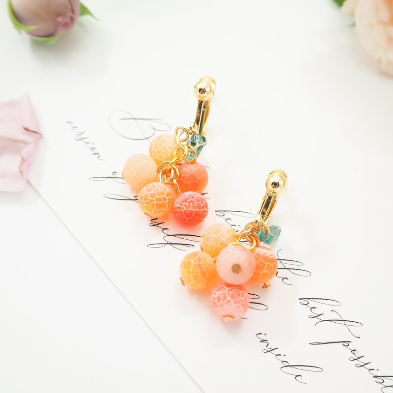 Special offer/orange red childlike earrings with 925 Silver. - ต่างหู - อะคริลิค สีส้ม