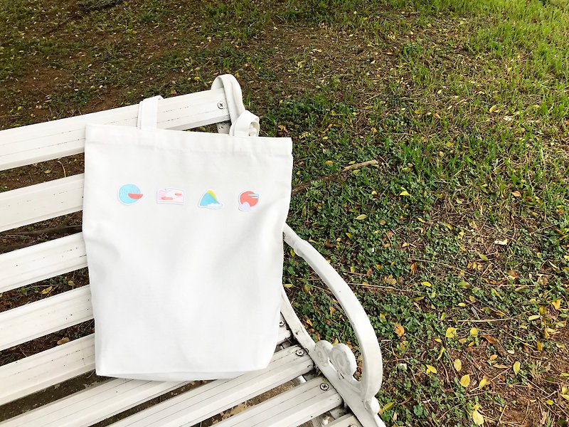 [Exclusive pet bag] Weather cloth sticker canvas bag - กระเป๋าสัตว์เลี้ยง - ผ้าฝ้าย/ผ้าลินิน ขาว
