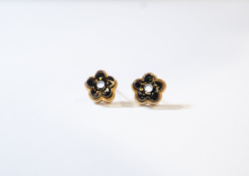 925 silver AMBER。 花。耳環。耳釘 - 耳環/耳夾/耳骨夾 - 寶石 金色