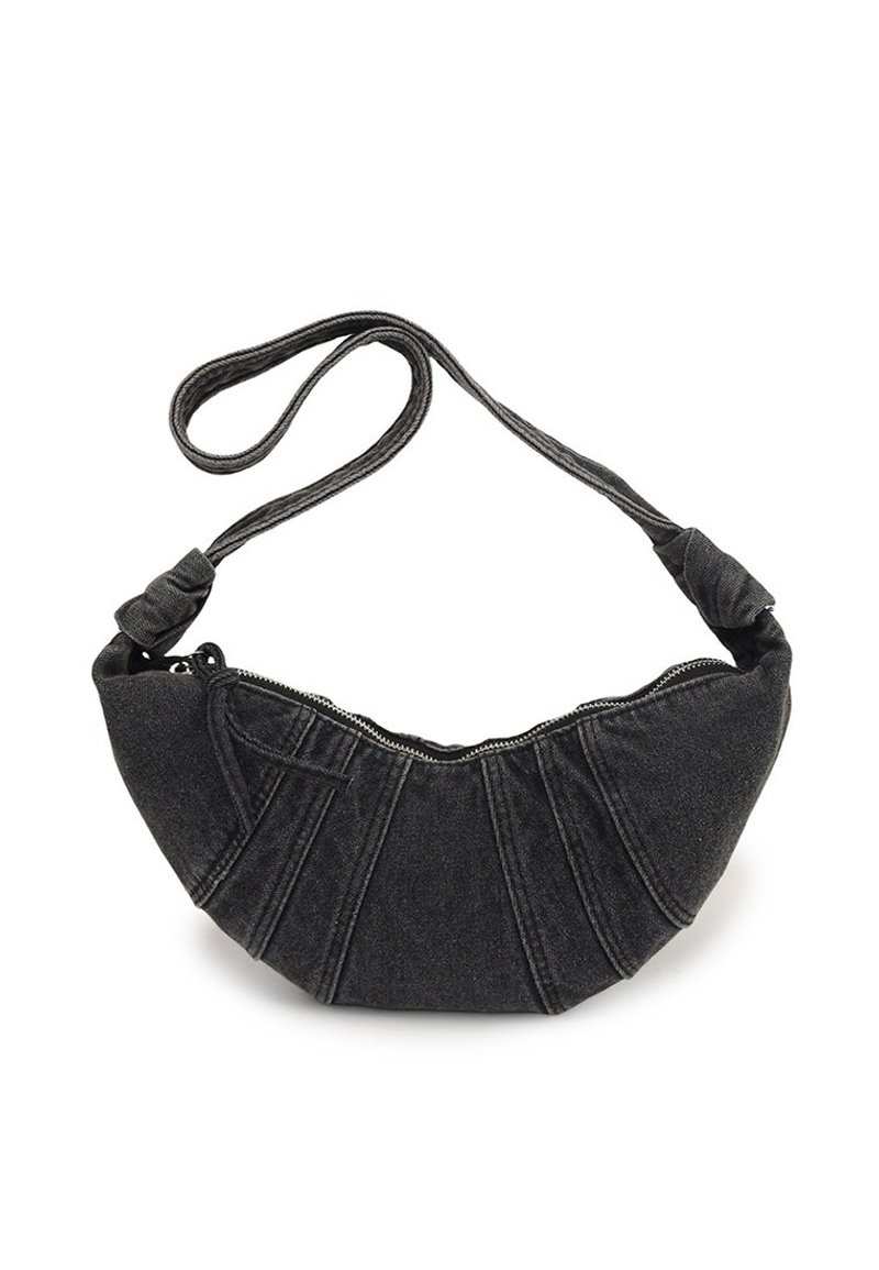 Denim casual Japanese shoulder bag crossbody dumpling bag  2918-1005 black - Handbags & Totes - Other Materials Black