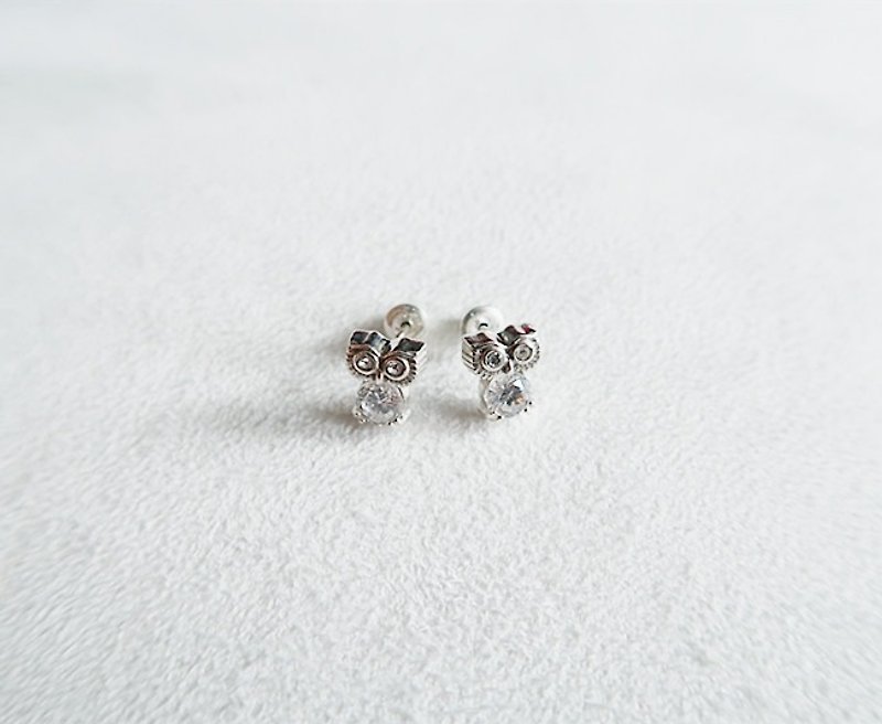 Owl Earring Sterling Silver - Earrings & Clip-ons - Sterling Silver Silver