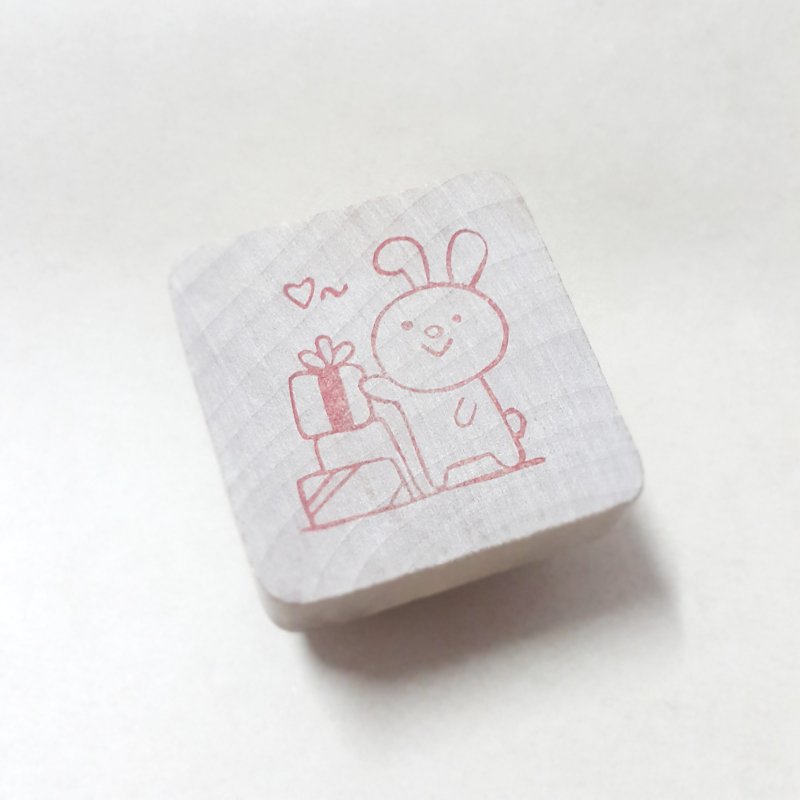 【手工橡皮章】送禮小兔 - 印章/印台 - 其他材質 