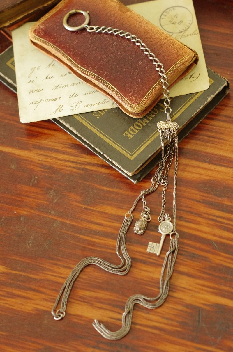 古董法國 Chatelaine 腰鍊 工具 材料  唐頓莊園迷 N719 - 鑰匙圈/鑰匙包 - 其他金屬 金色
