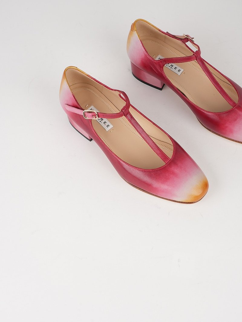 3.4 T-Bar Heels - Peach - รองเท้าหนังผู้หญิง - หนังแท้ หลากหลายสี