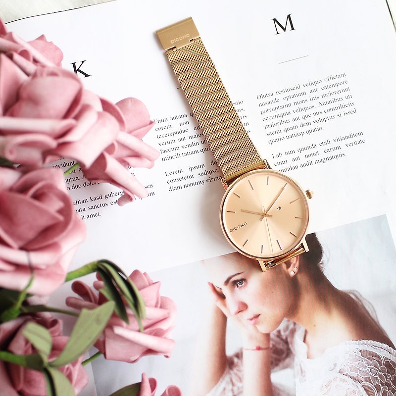FUTURE系列玫瑰金色米蘭錶帶手錶-溫柔粉 / FE-12603 - 對錶/情侶錶 - 不鏽鋼 