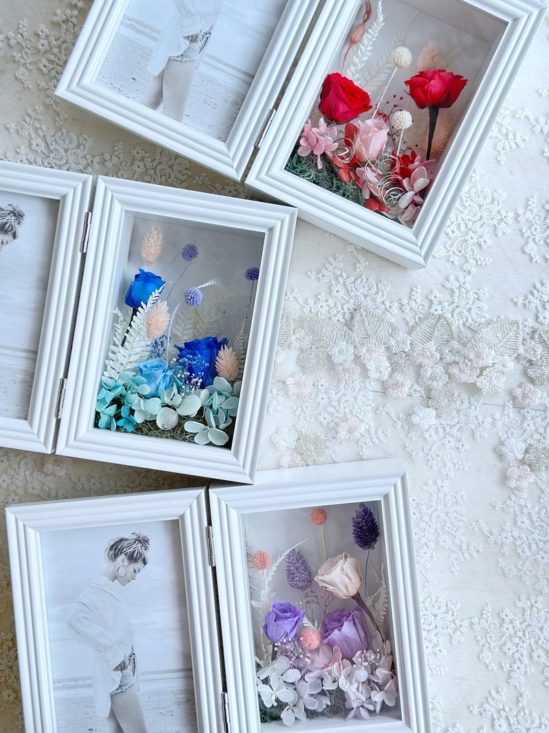 Fl268-01 Preserved Flower Photo Frame—Blue - Dried Flowers & Bouquets - Plants & Flowers 