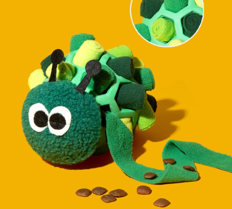 【毛毛蟲藏食】藏食發聲/陪伴寵物/解悶益智玩具 - 貓/狗玩具 - 其他材質 綠色