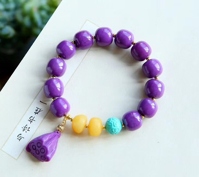 Top natural purple mica old-shaped bead design single ring bracelet, the most beautiful love Stone, rich color without optimization - Bracelets - Gemstone 