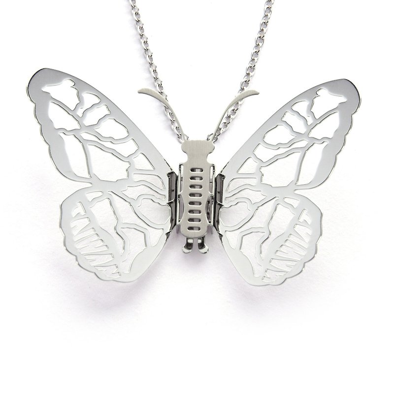 Thin Steel Butterfly Necklace Taiwan Scenery - Taiwan Map Necklace (Silver) - Necklaces - Other Metals Silver
