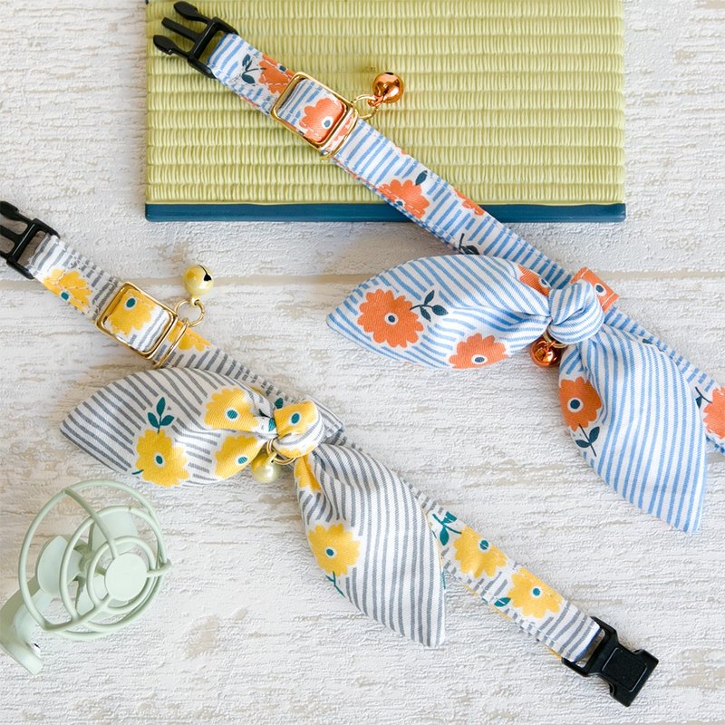 橙花冰茶系列-赫本巾款 貓項圈 狗項圈 客製化尺寸 刻字服務 吊牌 - 項圈/牽繩 - 棉．麻 