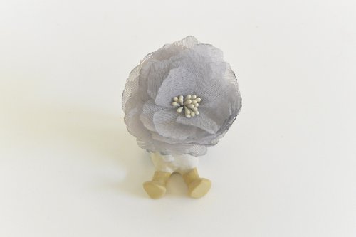 alma-handmade 花朵髮圈-淺灰色