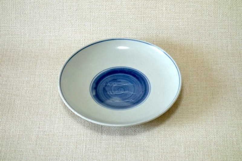 丸皿 　呉州 魚紋 - 碟/盤子/餐盤 - 陶 白色