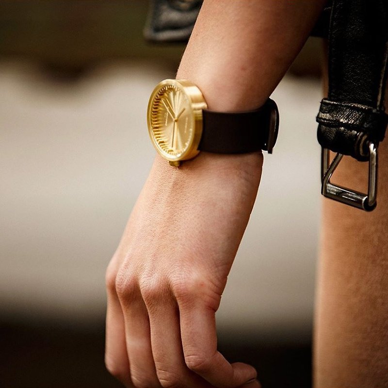 LEFF amsterdam｜tube  北歐工業齒輪設計真皮腕錶 (38mm, 黃銅、棕皮帶) - 女錶 - 真皮 