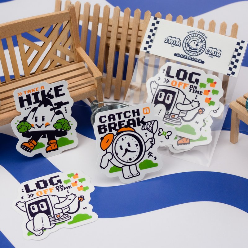 Penguin Swim Club Sticker Pack Season 4 | Waterproof Vinyl Stickers | - 貼紙 - 其他材質 藍色