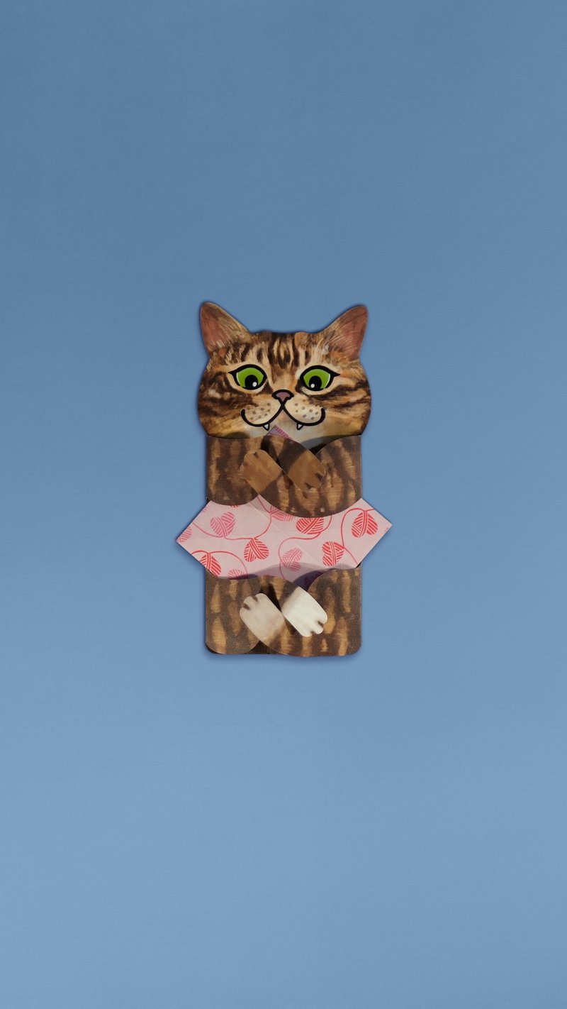 Meowmentos PawMark Card - Ticked Tabby Cat (Pink Card) #16 - Cards & Postcards - Paper 