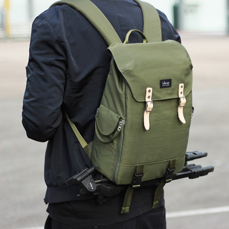 [Seasonal Special] HUNTER Series 390 Army Green Simple Multi-purpose SLR Camera Backpack - กระเป๋ากล้อง - วัสดุอื่นๆ สีเขียว