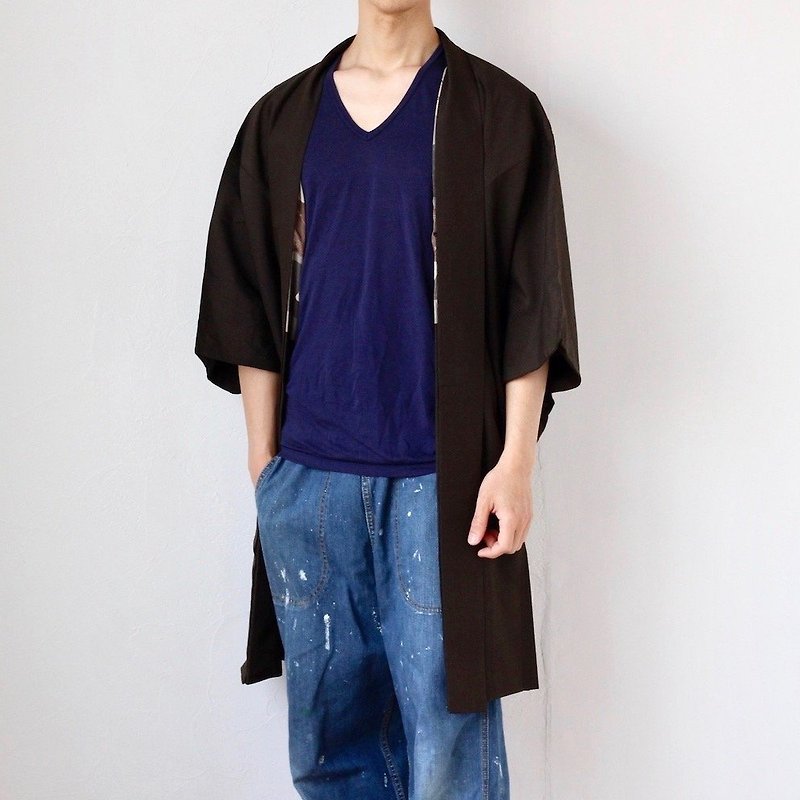 brown kimono men, mens kimono jacket, Japanese kimono, mens kimono /3305 - Women's Casual & Functional Jackets - Silk Brown
