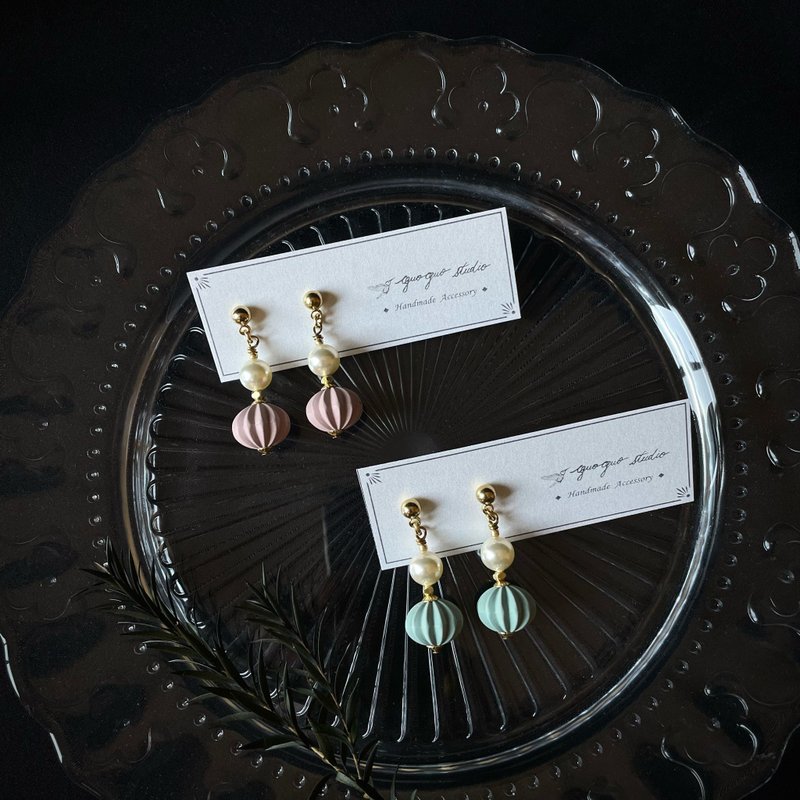 Pearl tree earrings and Clip-On - ต่างหู - ทองแดงทองเหลือง สึชมพู