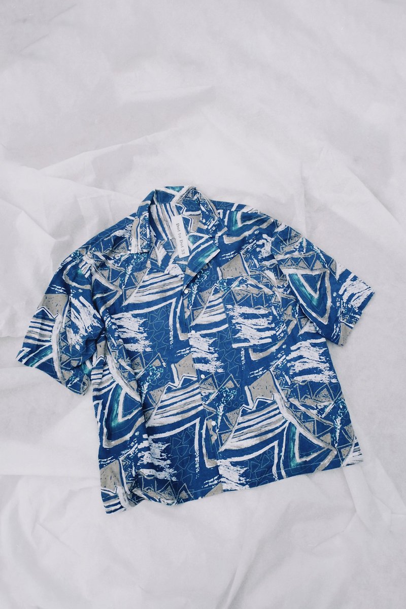 Before Midnight Shirt - เสื้อเชิ้ตผู้ชาย - ผ้าฝ้าย/ผ้าลินิน สีน้ำเงิน