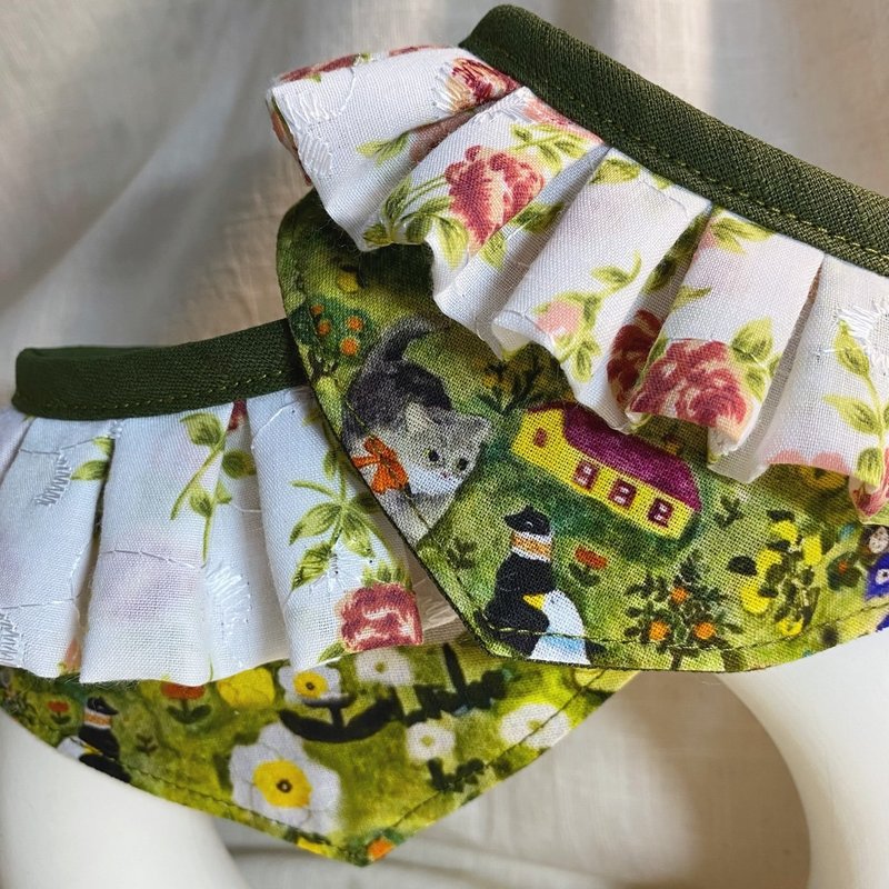 發裁手作。Facai Handmade 寵物領巾 毛孩瑪格領_森之童話 - 項圈/牽繩 - 棉．麻 綠色